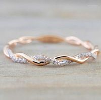 Wholesale Band Rings Wedding Jewelry Style Round Diamond For Women Thin Rose Gold Color Twist Rope Stacking In Stainless Steel1