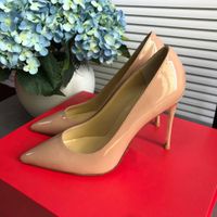 Wholesale 2021 Fashion Red Bottom High Heels Ladies Nude Color Pointed Sandals Banquet Stylist Shoes Party Dress Shoes Summer Studded Leather Shoes