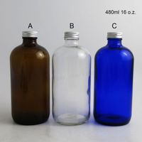 Wholesale Storage Bottles Jars X Big Capacity ml Amber Clear Blue Boston Round Glass With Aluminum Caps oz Refillable Packaing Container