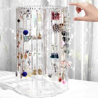 Wholesale New Clear Acrylic Rotating Earring Stand Ear Stud Holder Rack Big Capacity Jewelry Display Necklace Pendants Display Stand