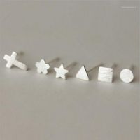 Wholesale Stud Allergy Simple Sterling Silver Jewelry Exquisite Drawing A Variety Of Small Shapes Earrings SE31