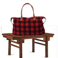 Wholesale Buffalo Check Handbag Red Black Plaid Bags Large Capacity Travel Tote with PU Handle Storage Maternity Bags
