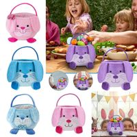 Wholesale Easter Party Bunny Baskets Stuffed Handbags Rabbit Bunny Ear Plush Bags With Foot Cartoon Storage Bag Bucket