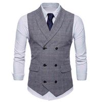Wholesale Brand Suit Vest Men Jacket Sleeveless Beige Gray Brown Vintage Tweed Vest Fashion Spring Autumn Plus Size Waistcoat
