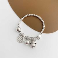 Wholesale Luxury lucky cat goes in and out of Ping An Bead Silver Elastic Bracelet S925 Sterling Female Gift