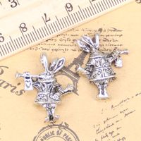 Wholesale 18pcs Jewelry Charms D horn bunny rabbit x23x7mm Antique Silver Plated Pendants Making DIY Handmade Tibetan Silver Jewelry