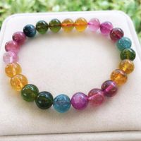 Wholesale Beaded Strands Genuine mm Natural Colorful Tourmaline Bracelets For Women Female Stretch Round Bead Crystal Bracelet Certificate1