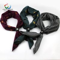 Wholesale Scarves Genuine Arrival CM Cotton Women Scarf Birds Leaves Printed With Button Shawl Men s Neck Ware Suit Square Gift
