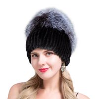 Wholesale Beanie Skull Caps JERYAFUR For Genuine Mink Women Has Fashion Beanies Female Natural Winter Hats Vertical High Quality