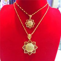 Wholesale Novelty Sunflower Shaped Pendant Necklace Yellow Gold Filled Womens Jewelry Gift Means Persevering Love1
