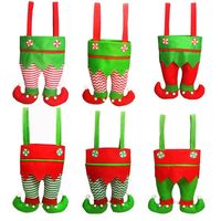 Wholesale Christmas Elf Candy Bags Santa Elf Spirit Pants Treat Pocket Decor Holiday Party Gifts Bags Xmas Decoration JK2010XB