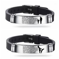 Wholesale Charm Bracelets Silicone Men Bracelet Adjustable Length Bangles Wristband Courage From Dad Mom To My Son You Are Brave Than Believe1