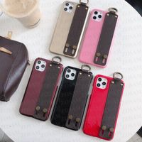 Wholesale Luxury Wrist Band Strap Phone Cases for iPhone Mini pro pro Pro X Xs Xr Plus Leather Back Skin Shell Flower Cover Samsung S21 S20 Ultra Note