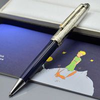 Wholesale blue prince Promotion petit and Silver Ballpoint pen Roller ball pens Exquisite office stationery mm ink pens For Christmas Gift No Box