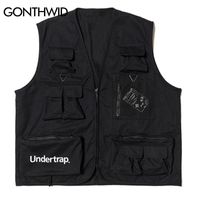 Wholesale GONTHWID Utility Multi Zipper Pockets Sleeveless Jackets Tool Waistcoats Tactical Combat Vest Casual Travel Outdoor Jacket Coat