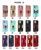 Wholesale Fashion dual colors kickstand case For iphone pro max plus s20 a51 a71 Anti falling in ring magnetic car bracket phone case