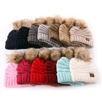 Wholesale Warm Baby Kid Toddler Winter Cap Hat Trendy Beanie Kids Hats Wool Knit Outdoor Sports Caps for Children Fashion Christmas Gift Lovely
