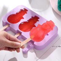 Wholesale Cute Silicone Ice Cream Mold Purple Snowman Mould One Piece Homemade Popsicle Tray DIY Bear Paw Oval Ice Cube RRE12676