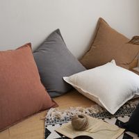 Wholesale Plain Cushion Cover x45cm Linen Pillow Cover Ivory Dark Grey Coffee Fringed For Home decoration Bed Sofa Couch