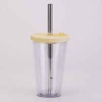 Wholesale 16OZ Reusable Boba Cup Double Wall Thick Plastic Tumbler Leak Proof Design Bubble Tea Mug with straw by sea BWE12666