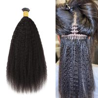 Wholesale I tip human hair extensions human hair kinky straight inch