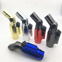 Wholesale 45 degree Rotary four nozzle Mini portable jet gun Butane jet flame torch lighter Refillable Micro Culinary lighter Cigar igniter DHL FREE