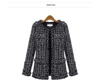 Wholesale Women s Jackets Autumn And Winter Slim Thin Check Checkered Tweed Coat Push Large Size Casual O Neck Women Plaid Jacket Outerwear