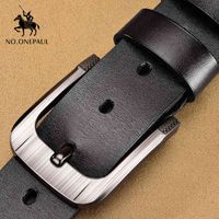 Wholesale NO ONEPAUL genuine leather men belts fashion business belts for male luxury designer belts men cowskin jeans Buckle blets
