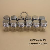 Wholesale 50pcs ml Glass Cosmetic Jar g Empty Containers Sample Bottle With Aluminium Cap Small OZ Refillable Portable Travel