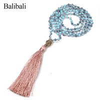 Wholesale Pendant Necklaces Balibali Trendy Crystal Faceted Necklace Buddha Religion Pendants Women Knotted Long Tassel Beaded Collier Erkek Kolye