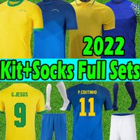 Wholesale 2022 brazils Richarlison G JESUS soccer jerseys camiseta COUTINHO FIRMINO Marquinhos Casemiro brasil Kits sock Full sets football shirt training