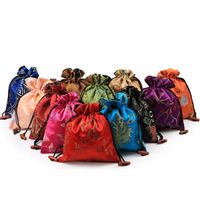 Wholesale Jewelry Pouches Bags Luxury Large Fabric Jewellery Gift Drawstring Wedding Storage Pouch Decorative Silk Brocade Christmas Favor Packaging