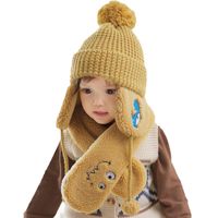 Wholesale Beanie Skull Caps Unisex Kids Cartoon Bear Stripe Hats And Scarf Baby Cap Set Girl Boy Child Winter Earmuffs Hat Warm Suit