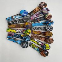 Wholesale Color skull graffiti flag silicone smoking cigarette holder with stainless steel bowl silicones tube E cigarette Accessories a07