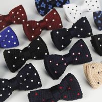 Wholesale Men s Tuxedo Knitted Bowtie for Women Knitted Polka Dots Bow Tie Adjustable Casual Neck Ties Custom Logo