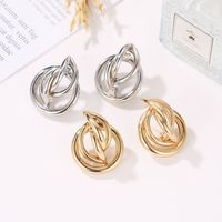 Wholesale Hot sale irregular geometric earrings European and American style circle folding stereo earrings chic earrings