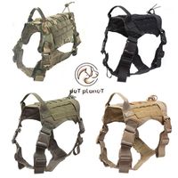 Wholesale Tactical Dog Harness Pet Dog Vest with Handle Nylon Bungee Leash Small Large Puppies Send Badge1