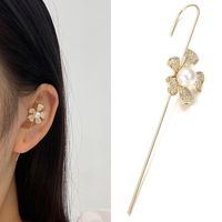 Wholesale Stud Kinel Fashion Pearl Zircon Flower Earrings For Woman Geometric Cross Chain Hook Climber Cuff Gifts1