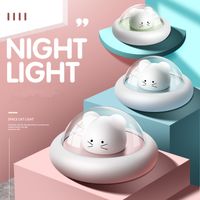 Wholesale Christmas holiday Creative Cartoon Space cat Silicone Lamp Air Control Induction Pat Light Cute Bed Night Led Night Light