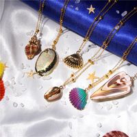 Wholesale Pendant Necklaces Bohemian Cowry Conch Seashell Necklace Girls Beach Golden Chain Shell Dangle For Men Women Jewelry Summer Gift