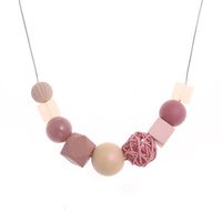 Wholesale Pendant Necklaces Trendy Geometric Wood Acrylic Resin Beads For Women Handmade Necklace Vintage Fashion Jewelry Accessories Cute