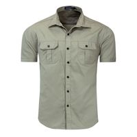 Wholesale Men Button Down Outdoor Shirts Regular Fit Short Sleeve Flannel Casual Men s Cotton Shirt Jacket Coat Mens Army Green Tops Size XL