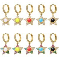 Wholesale Hoop Huggie HECHENG Piece Mini Star Earring CZ For Women Girls Colorful Gold Color Jewelry Accessrioes VE2121