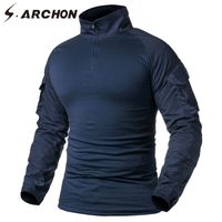 Wholesale Military Tactical Long Sleeve T Shirt Men Navy Blue Solid Camouflage Army Combat Shirt Paintball Clothes Shirt