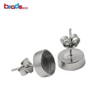 Wholesale Stud Beadsnice Sterling Silver Earring Blanks Post mm Round Cabochon Base Findings Bezel Setting