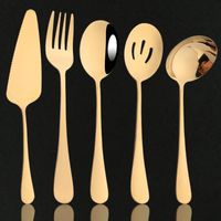 Wholesale Dinnerware Sets Gold Soup Spoon Colander Service Fork Cake Spatula Cutlery Set Stainless Steel Kitchen Tableware