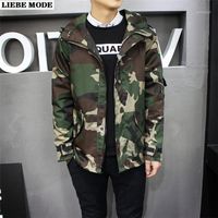 Wholesale Men s Jackets Men Streetwear Camouflage Hooded Coats Korean Style Men s Camo Cargo Trench Spring Autumn Bomber Windbreaker Plus Size1