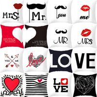 Wholesale 84 Colors Valentine Day Pillowcase Love You Mr Mrs Letters Printed Pillow Cover Home Office Sofa Throw Pillow Case Lovers Pillow Cover