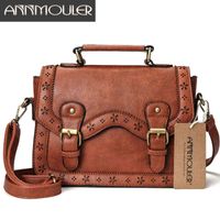 Wholesale Shoulder Bags Annmouler Brand Women Satchel Vintage Hollow Out Crossbody Messenger Small Briefcase for Ladies