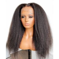 Wholesale Kinky Straight Human Hair Wigs With Baby Hair Brazilian Remy x5 Silk Base Closure Wigs x6 Lace Front Wigs For Women